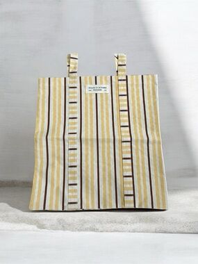 SÉZANE YELLOW CANVAS VERTICAL STRIPES TOTE BAG NEW